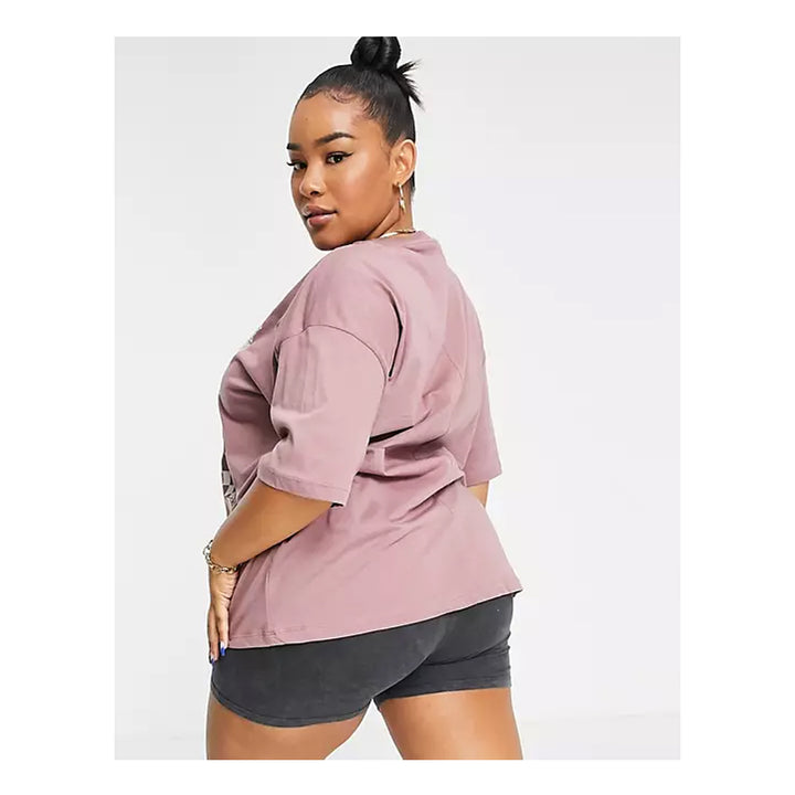 Asos- Design Curve Oversized T-Shirt With Take It Easy Print In Brown