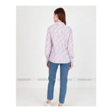 Modanisa- Pink - Floral - Point Collar - Blouses