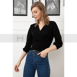 Montivo Double Breasted Collar Blouse
