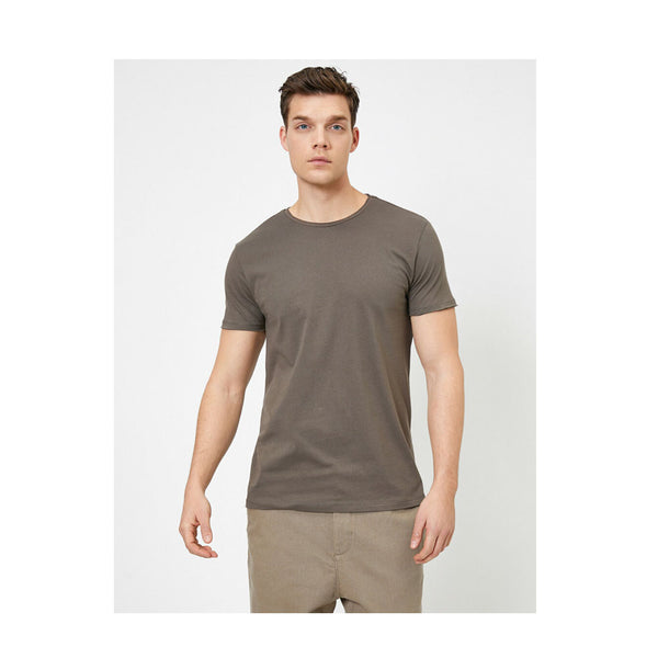 KOTON- Crew Neck T-Shirt - Khaki