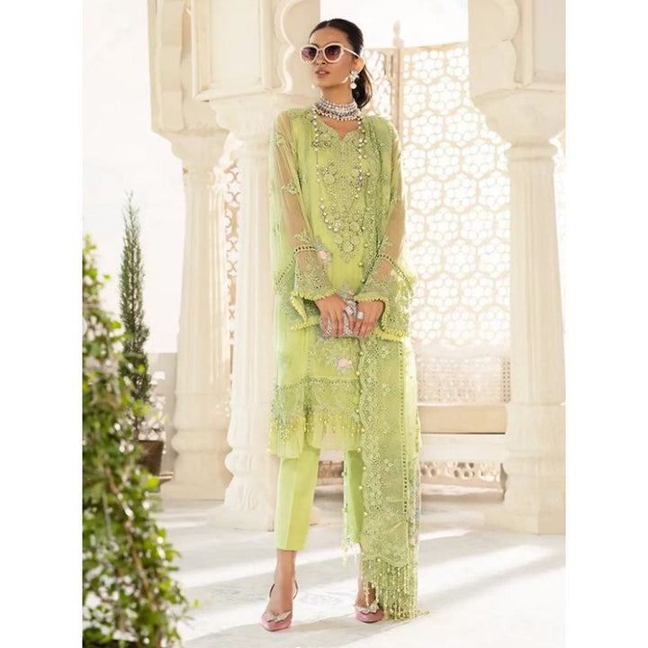 Maria B Unstitched Chiffon - MPC-22-207-Lime Green