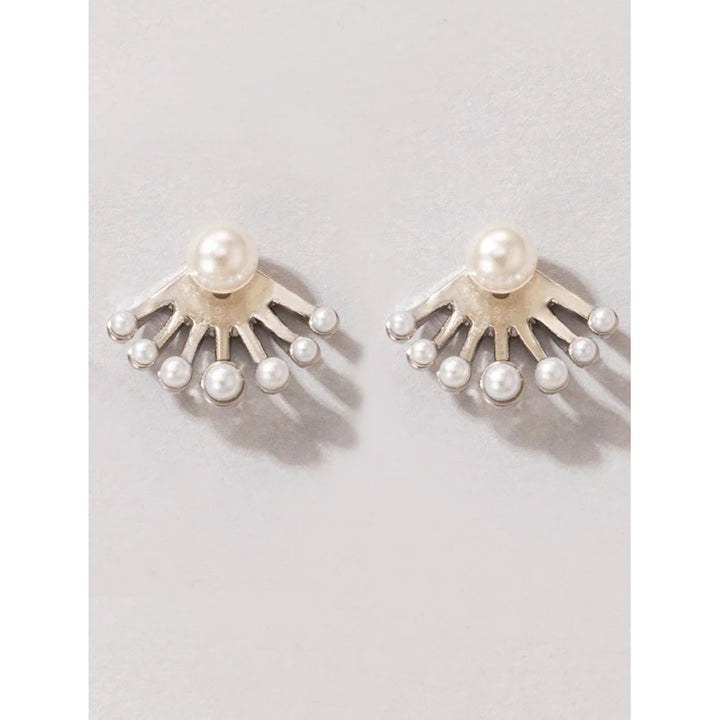 Shein- Faux Pearl Decor Earring Jackets- Silver