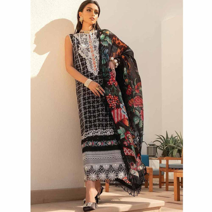 Hemline By Mushq- Embroidered Lawn Suits Unstitched 3 Piece MQ22SS HM22-08B Dark Noir