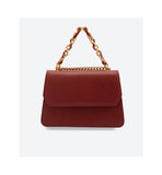 Charles & Keith- Chain Link Front Flap Bag - Burgundy