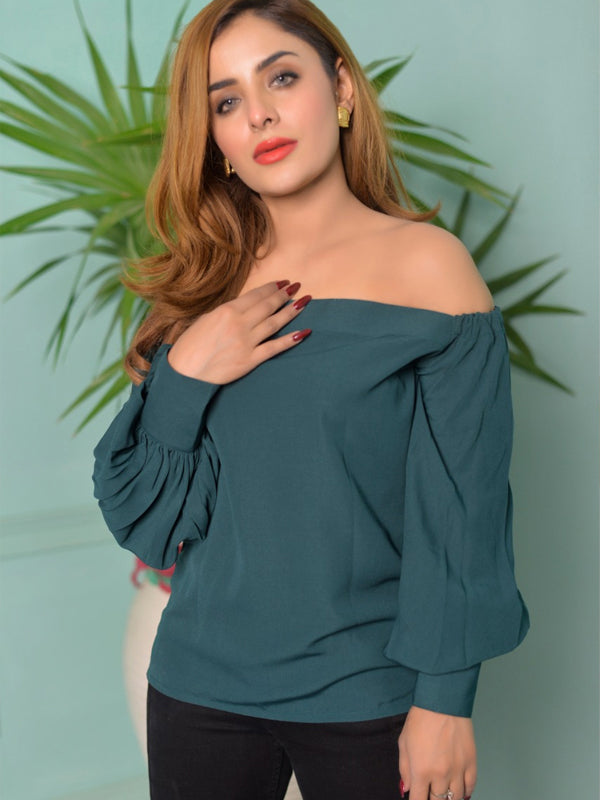 Mardaz- Cold Shoulder Top For Women By Mardaz Fashion Md606- Green