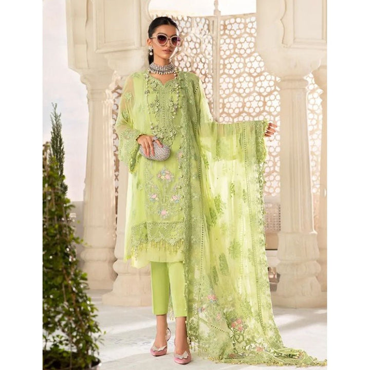 Maria B Unstitched Chiffon - MPC-22-207-Lime Green