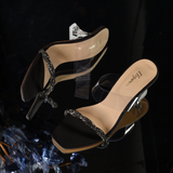 Elegancia - Women Transparent Heels Spark Black