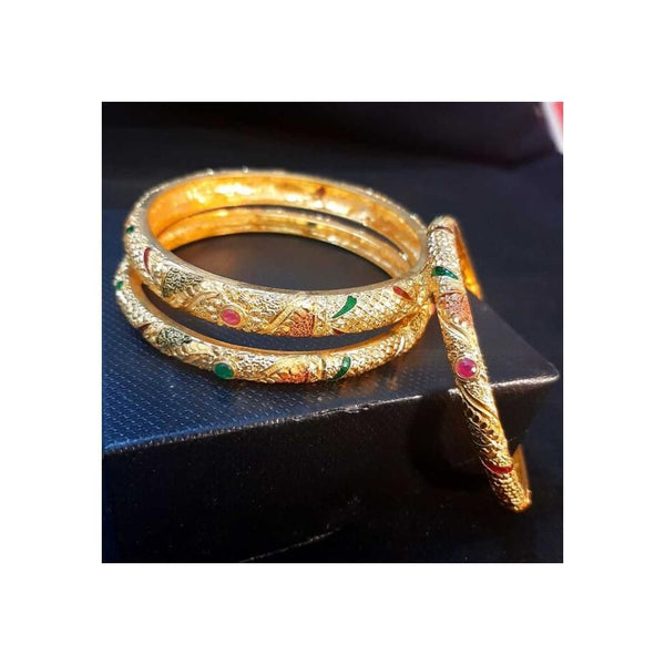 Zardi- Indian Bangles Set – Pack of 3 – Gold, 62MM