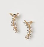 H&M- Women Sparkly Stone Earrings- Gold-Coloured/White