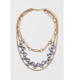 H&M- Women 3-Strand Necklace- Gold-Coloured/ Light Purple