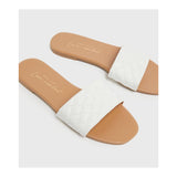 New Look- Wide Fit White Quilted Leather-Look Sliders For Women