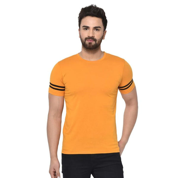 Wf Store- Stripes Printed Half Sleeves Tee Yellow