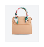 Charles & Keith- Scarf Wrapped Top Handle Tote Bag - Beige