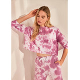 Trendyol- Purple Batik Patterned Crop Knitted Sweatshirt- TWOAW21SW0080