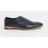 Asos- Monk Shoes In Black Leather With Natural Sole