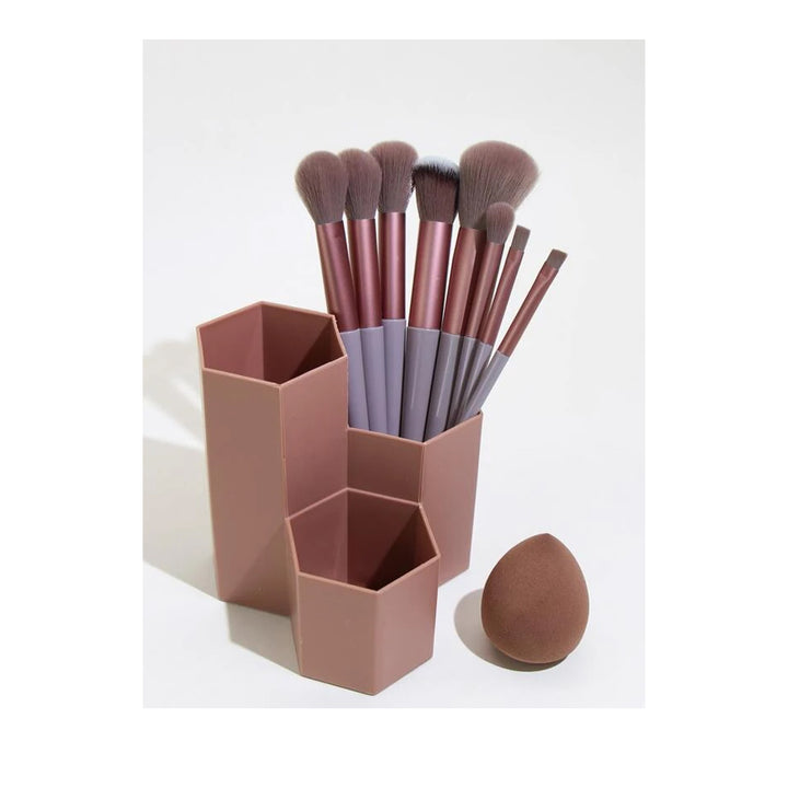 Shein- 13pcs Makeup Brush Set & 1pc Sponge & 1pc Storage Bucket