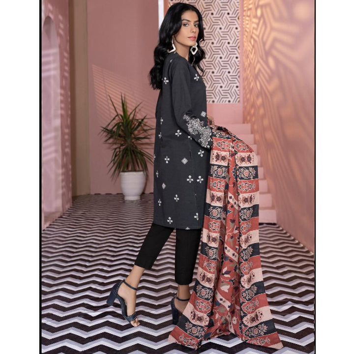 Limelight- 2 Pc Printed Khaddar Suit- Black