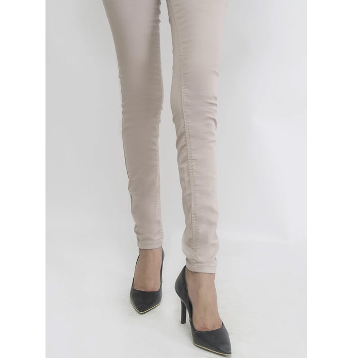 Zeen- Cotton Denim Pants - Beige