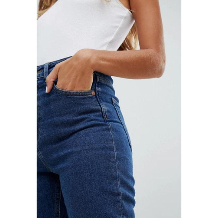 Asos Design- Recycled High Rise Farleigh Slim Mom Jeans in Flat Blue