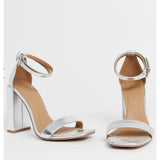Asos Design- Asos Design Notice Barely There Heeled Sandals In Silver