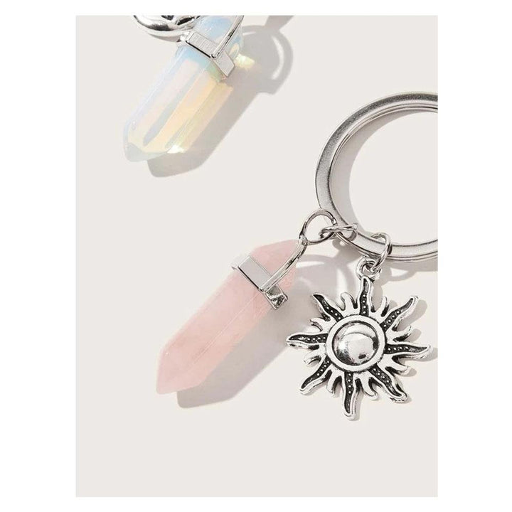 Shein- 2pcs Sun & Moon Charm Couple Keychain