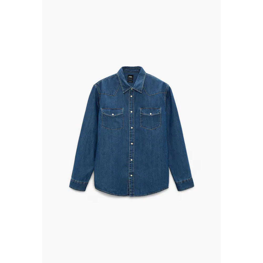 Zara- Topstitched Denim Shirt – Bagallery