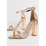 Asos Design- Missguided Block Heeled Barely There In Rose Gold
