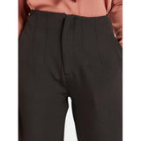 Max Fashion- Black Solid Ankle Length Trousers with Zip Closure and Pintuck Detail