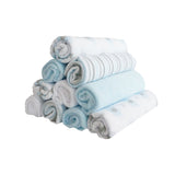Smart Baby- 12pc-Set Washcloths, Blue/White