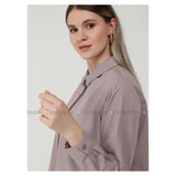 Modanisa- Alia Lilac - Point Collar - Plus Size Tunic