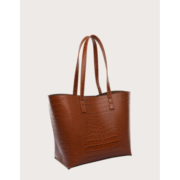 Shein- Crocodile Pattern Handbag- Brown