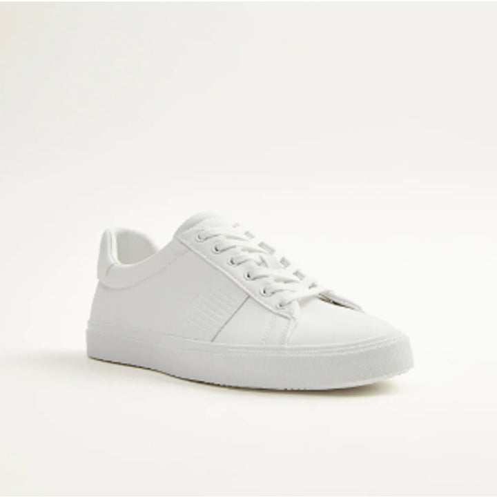 Zara- White Monochrome Sneakers With Side Stripe Detail