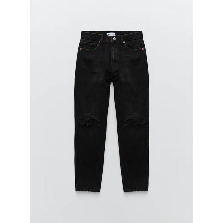 Zara- Ripped Mom Jeans- Black