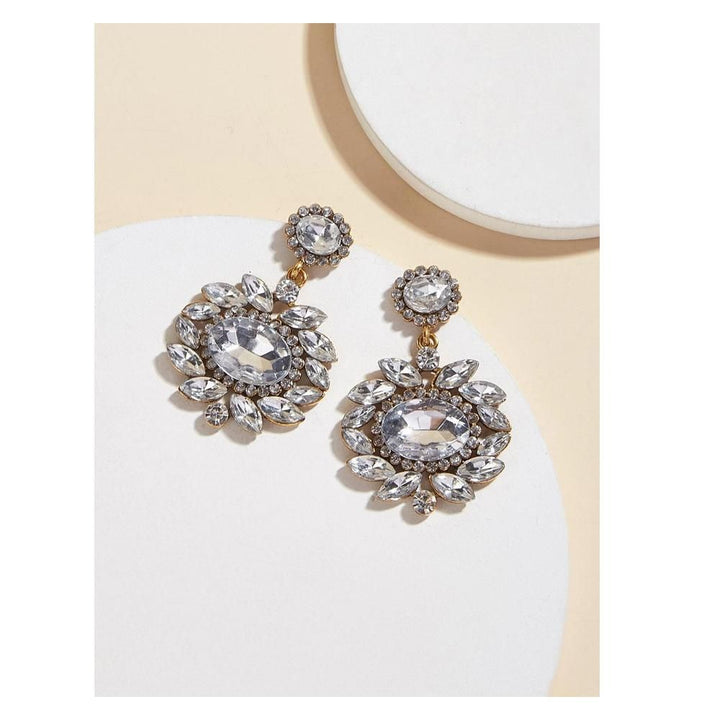 Romwe- Rhinestone Decor Drop Earrings