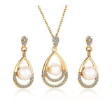 Jolly Chic- 3 Pieces/Set Fashion Pearl Drop-Shaped Necklace Earrings Jewelry Set