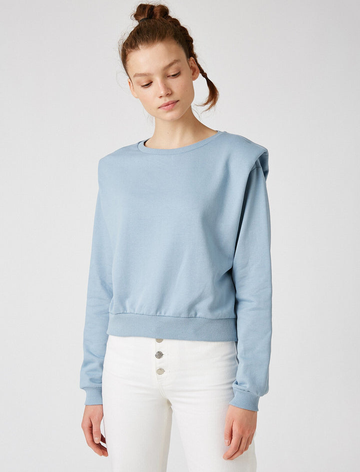 Koton- Crew Neck Sweatshirt- Blue