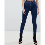 Asos Design- High Rise Ridley Skinny Jeans in Deep Blue Wash