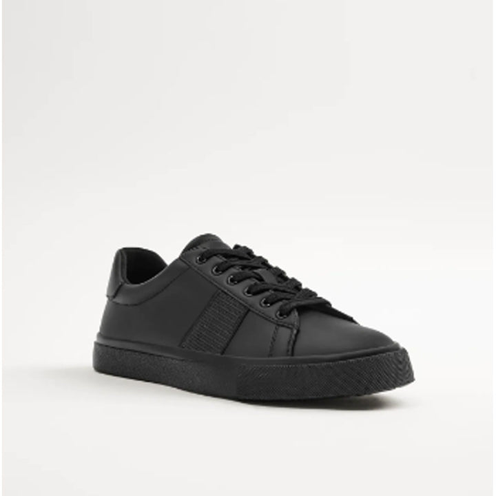 Zara- Black Monochrome Sneakers With Side Stripe Detail