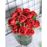 Shein- 1bundle Artificial Rose With 12pcs Head- Red