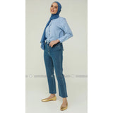 Modanisa- Refka Casual Indigo-Denim-Pants-Benin