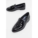 Asos Design- House Of Hounds Arrow Tassel Loafers In Black Patent