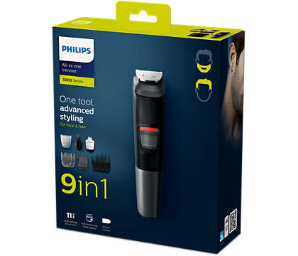 Philips Multi purpose grooming set, with closed box, Nose trimmer, 32 trimmer, Detail Trimmer,  5 combs , adjustable Combs (3-7 mm), run time : 80 Min