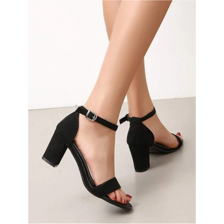 Shein- Minimalist Chunky Heeled Ankle Strap Sandals