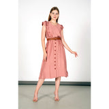 Montivo Rose Side Slit Button Detailed Dress