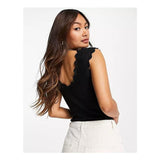 Asos- River Island Lace Trim Vest In Black