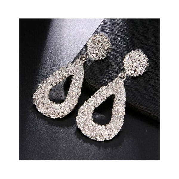 Dama Rusa- Silver Vintage Metal Giant Drop Statement Earrings Set for Women- TM-E-23