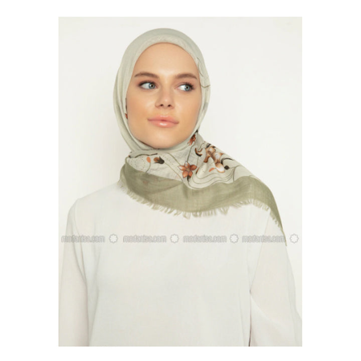 Modanisa- Green - Printed - Viscose - Scarf