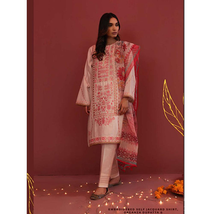 Zellbury- Embroidered Self Jacquard Shirt, Organza Dupatta & Cambric Trouser	, ZWULCE322037