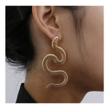 Dama Rusa- Golden Dangle Snake Stud Earrings for Women- TM-PT-42-Gd