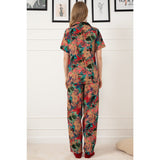 Montivo Red Patterned Buttoned Pajamas Set